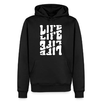 Life like Letters Psychedelic - Männer Premium Bio Hoodie - Schwarz - Vorne - Nico (187cm)