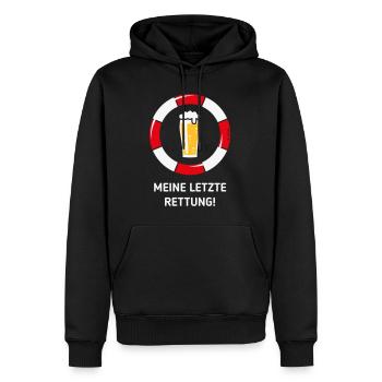 Meine Letzte Rettung! (Bier / Willibecher / NEG) - Männer Premium Bio Hoodie - Schwarz - Vorne - Nico (187cm)