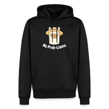 No Prob Lama Llama Cartoon - Männer Premium Bio Hoodie - Schwarz - Vorne - Nico (187cm)