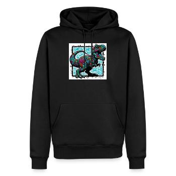 dinosaure - Sweat à capuche Premium bio Homme - noir - Devant - Nico (187cm)
