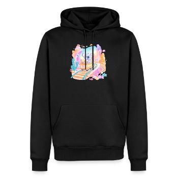 Koala auf Süßigkeitenbahn - Männer Premium Bio Hoodie - Schwarz - Vorne - Nico (187cm)