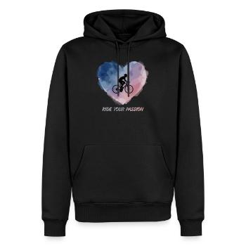 Aquarell-Herz-Fahrt - Männer Premium Bio Hoodie - Schwarz - Vorne - Nico (187cm)