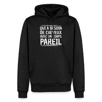Original Idea For Men Bald Funny Baldness Humor  - Sweat à capuche Premium bio Homme - noir - Devant - Nico (187cm)