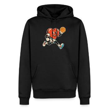 Basketball Herz Mascot Sprint - Männer Premium Bio Hoodie - Schwarz - Vorne - Nico (187cm)
