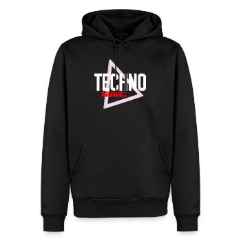 Techno Neon Dreieck Puls - Männer Premium Bio Hoodie - Schwarz - Vorne - Nico (187cm)