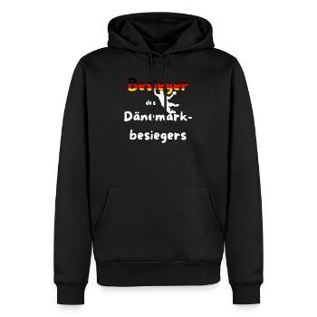 Vainqueur du DanemarkBattant Championnat d’Europe de handball 2026 - Sweat à capuche Premium bio Homme - noir - Devant - Nico (187cm)