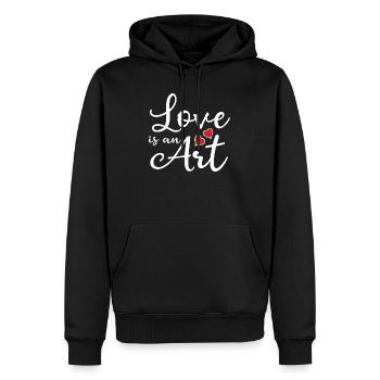 L’amour est de l’art – L’art du cœur - Sweat à capuche Premium bio Homme - noir - Devant - Nico (187cm)