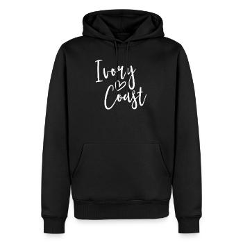 Ivory Coast Heart Women's Love Ivory Coast - Men’s Premium Organic Hoodie - black - Front - Nico (187cm)