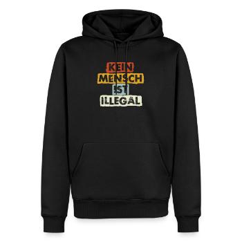 Kein Mensch ist illegal - Migration - Illegalität - Männer Premium Bio Hoodie - Schwarz - Vorne - Nico (187cm)