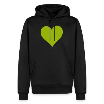 Cœur vert vert - Sweat à capuche Premium bio Homme - noir - Devant - Nico (187cm)