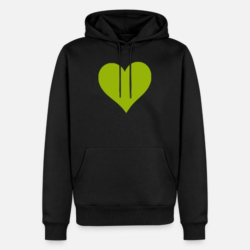 Cœur vert vert - Sweat à capuche Premium bio Homme - noir