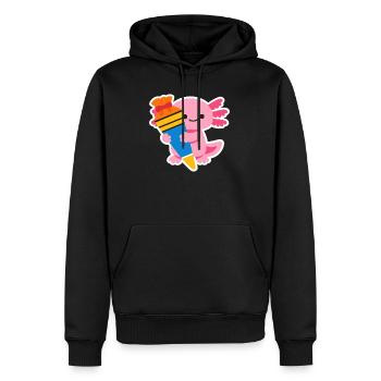 Axolotl rose avec pinceau cadeau - Sweat à capuche Premium bio Homme - noir - Devant - Nico (187cm)