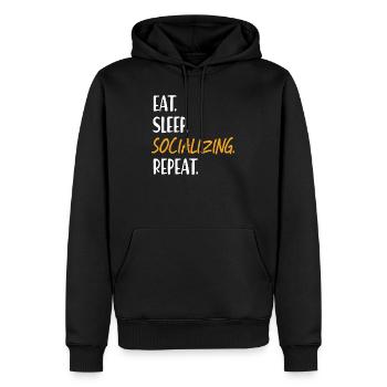 EAT SLEEP SOCIALIZING Gesellig Sein Vernetzung - Männer Premium Bio Hoodie - Schwarz - Vorne - Nico (187cm)