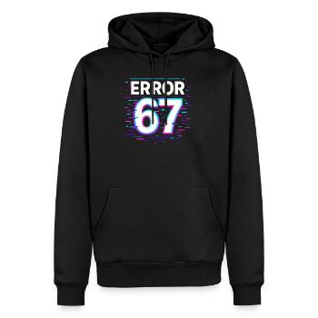 Idée de cadeau Error 67 Six Seven Glitch Cyber Meme - Sweat à capuche Premium bio Homme - noir - Devant - Nico (187cm)