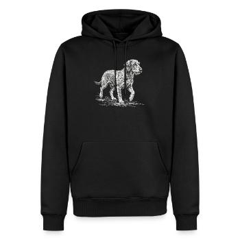 Dackel Sketch – Minimalistisches Hund Design - Männer Premium Bio Hoodie - Schwarz - Vorne - Nico (187cm)