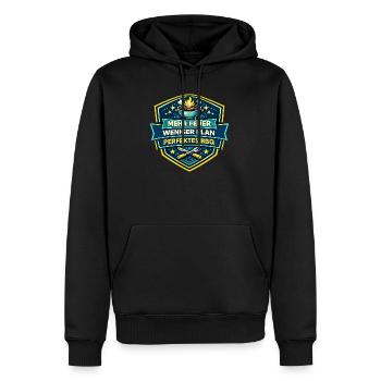 Mehr Feuer Weniger Plan BBQ - Männer Premium Bio Hoodie - Schwarz - Vorne - Nico (187cm)