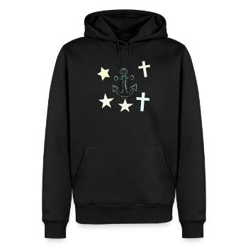 Chalk Nautik: Anker Sterne - Männer Premium Bio Hoodie - Schwarz - Vorne - Nico (187cm)