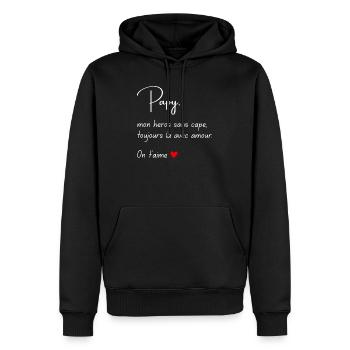 Papy Mon héros sans cape Cadeau Fête des Pères - Sweat à capuche Premium bio Homme - noir - Devant - Nico (187cm)
