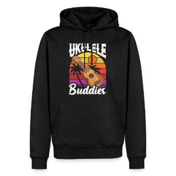 Retro Ukulele Buddies Vintage Hawaii Musiker - Männer Premium Bio Hoodie - Schwarz - Vorne - Nico (187cm)