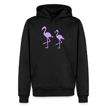 Zwei Flamingos Silhouetten Lila - Männer Premium Bio Hoodie - Schwarz - Vorne - Nico (187cm)