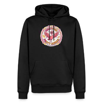 Badge DJ Flamingo de fête - Sweat à capuche Premium bio Homme - noir - Devant - Nico (187cm)