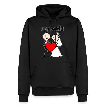 Couple de mariage Cartoon Heart Fraîchement marié - Sweat à capuche Premium bio Homme - noir - Devant - Nico (187cm)