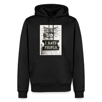 GrimmigerKater JE DÉTESTE LES GENS - Sweat à capuche Premium bio Homme - noir - Devant - Nico (187cm)