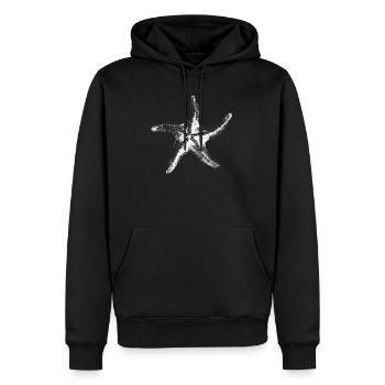 Seestern Silhouette in Schwarz-Weiß - Männer Premium Bio Hoodie - Schwarz - Vorne - Nico (187cm)