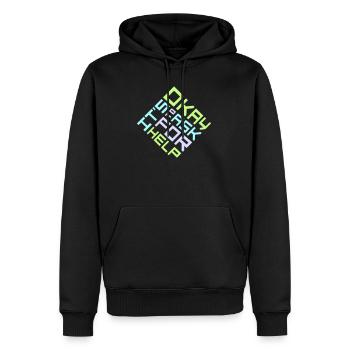 Il est normal de demander de l’aide, d’aide, de questions en disant le logo - Sweat à capuche Premium bio Homme - noir - Devant - Nico (187cm)