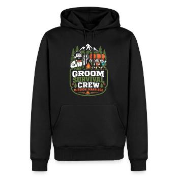 Groom Survival Crew – Mission Wedding - Men’s Premium Organic Hoodie - black - Front - Nico (187cm)