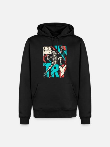 Bouldern Skelett One More Try - Männer Premium Bio Hoodie - Schwarz