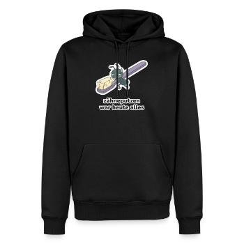 zähneputzen war heute alles – Ameise Meme - Männer Premium Bio Hoodie - Schwarz - Vorne - Nico (187cm)