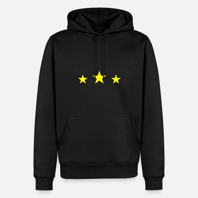 3 Sterne - Männer Premium Bio Hoodie - Schwarz