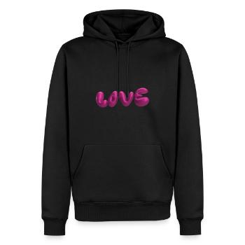 Amour,3D,Lettres,Ballon,3D,Amour,Métallique - Sweat à capuche Premium bio Homme - noir - Devant - Nico (187cm)