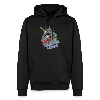 Chemise de fête Halloween Halloween Licorne Creepy - Sweat à capuche Premium bio Homme - noir - Devant - Nico (187cm)
