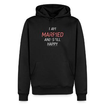 CADEAU DE MARIAGE - Sweat à capuche Premium bio Homme - noir - Devant - Nico (187cm)