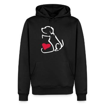 chat de chien amour - Sweat à capuche Premium bio Homme - noir - Devant - Nico (187cm)