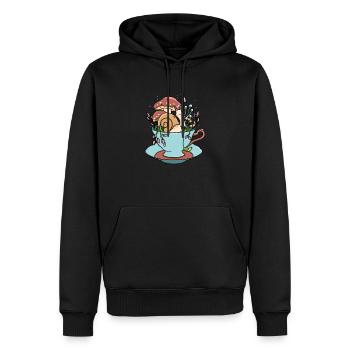 Snail Tea Cup - Men’s Premium Organic Hoodie - black - Front - Nico (187cm)
