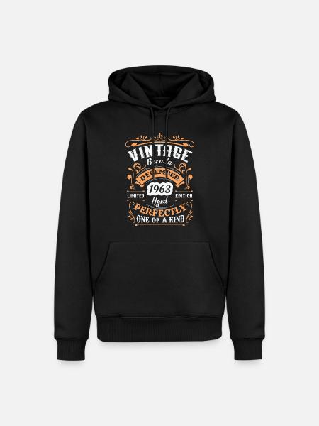Verjaardagscadeau, Vintage geboren in december 1963 - Mannen Premium Bio hoodie - zwart
