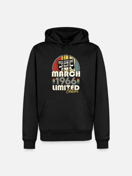 Marts 1966 Vintage fødselsdag retro gave - Herre Premium økologisk hoodie - sort