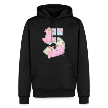 Ballerine 5ème anniversaire Numéro 5 - 5 ans - Sweat à capuche Premium bio Homme - noir - Devant - Nico (187cm)