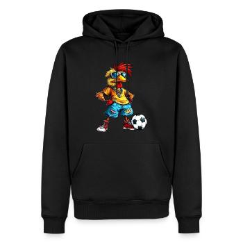 Huhn Fussball - Männer Premium Bio Hoodie - Schwarz - Vorne - Nico (187cm)