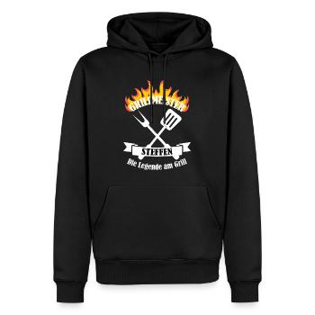 Grillmeister Steffen lustiger Spruch Vorname - Männer Premium Bio Hoodie - Schwarz - Vorne - Nico (187cm)
