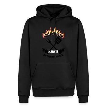 Grillmeister Marcel lustiger Spruch Vorname - Männer Premium Bio Hoodie - Schwarz - Vorne - Nico (187cm)