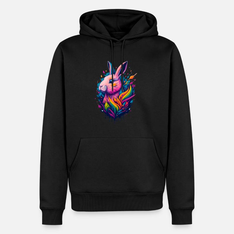 Illustration d’un lapin - Sweat à capuche Premium bio Homme - noir