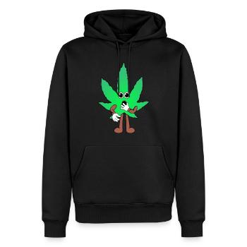 Der Bloom - Weed Cannabis Stoned Hanf Marihuana - Männer Premium Bio Hoodie - Schwarz - Vorne - Nico (187cm)