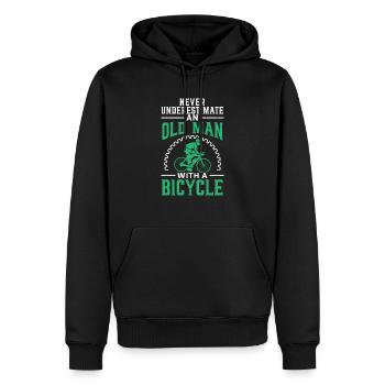 Ne sous-estimez jamais un vieil homme avec un vélo - Sweat à capuche Premium bio Homme - noir - Devant - Nico (187cm)