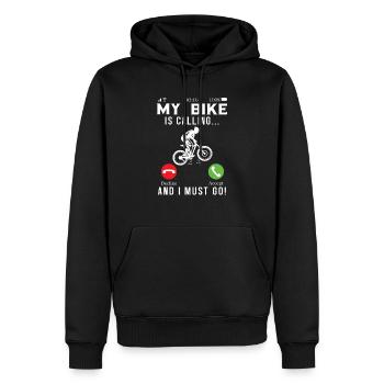 Mon vélo appelle et je dois aller vélo - Sweat à capuche Premium bio Homme - noir - Devant - Nico (187cm)