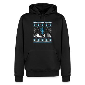 Meowzel Tov Menoarah Hanoukka Chat Chat Juif Kitty - Sweat à capuche Premium bio Homme - noir - Devant - Nico (187cm)