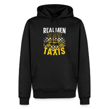 De vrais hommes conduisent des taxis Chauffeur de taxi Taxi Cabbie - Sweat à capuche Premium bio Homme - noir - Devant - Nico (187cm)